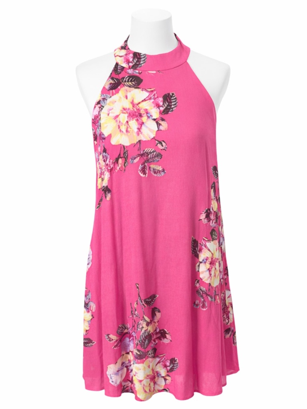 Staccato Pink Floral Halter Dress Y2K Barbiecore Coquette‎ Mini-Medium
